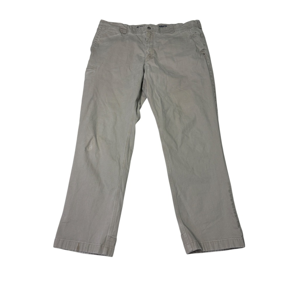 Duluth Trading Flex Ballroom Khakis Mens 40x30 Standard Fit Tan Cotton Spandex